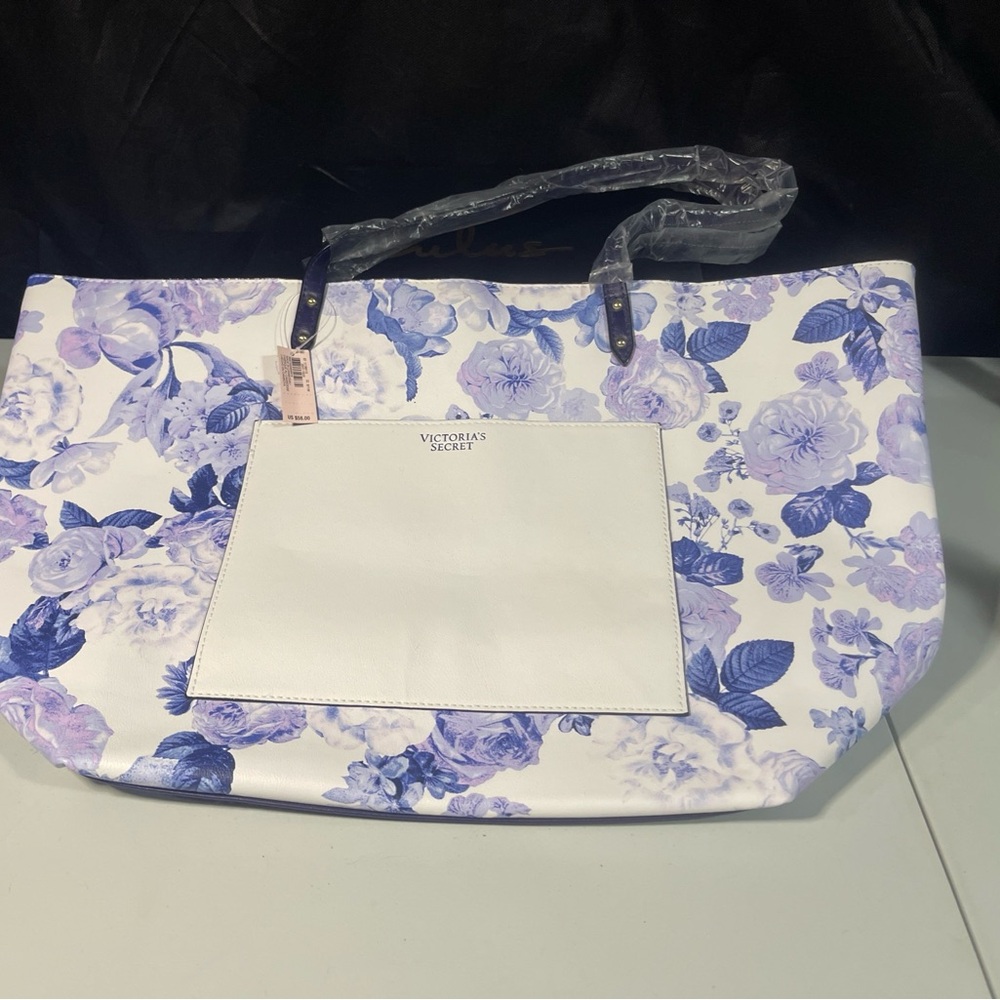 Victoria's Secret Blue White Floral Tote Shoulder Bag 2022  Limited Edition NWT